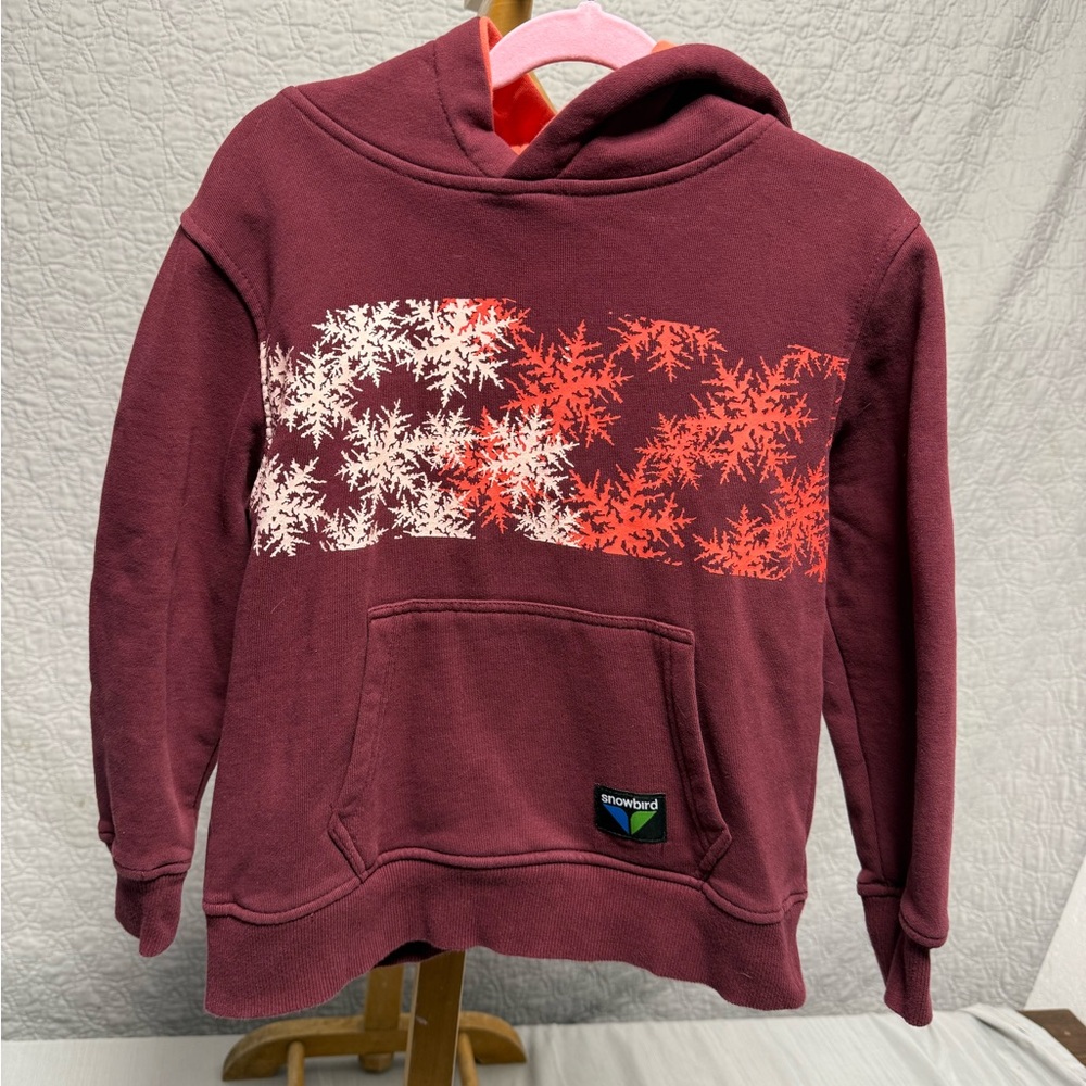 Kids Maroon Hoodie with Snowflake Design From Snowbird